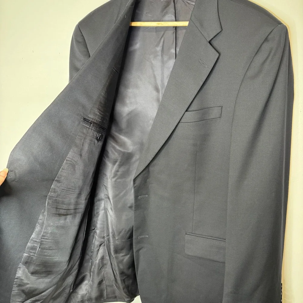 Brooks Brothers Mens 43 LG Black Super 110s Worsted Wool Blazer Sport Coat USA